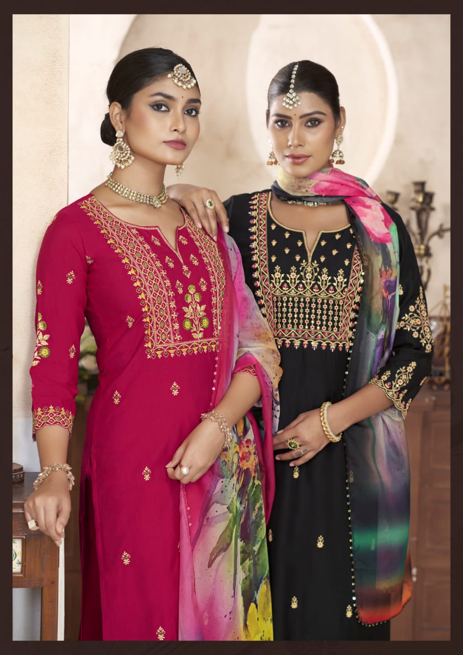Diana By Woodee Viscose Silk Embroidery Kurti With Bottom Dupatta Wholesale Price In Surat